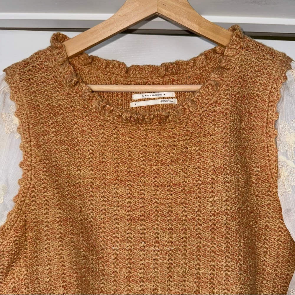 Anthropologie Tan and Cream Layered Blouse - Picture 7 of 13